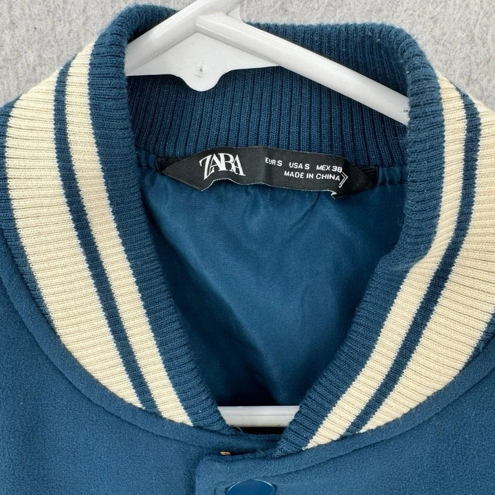 Zara Varsity Jacket Men Small Embroidered Patches College Bomber Ranger Baseball